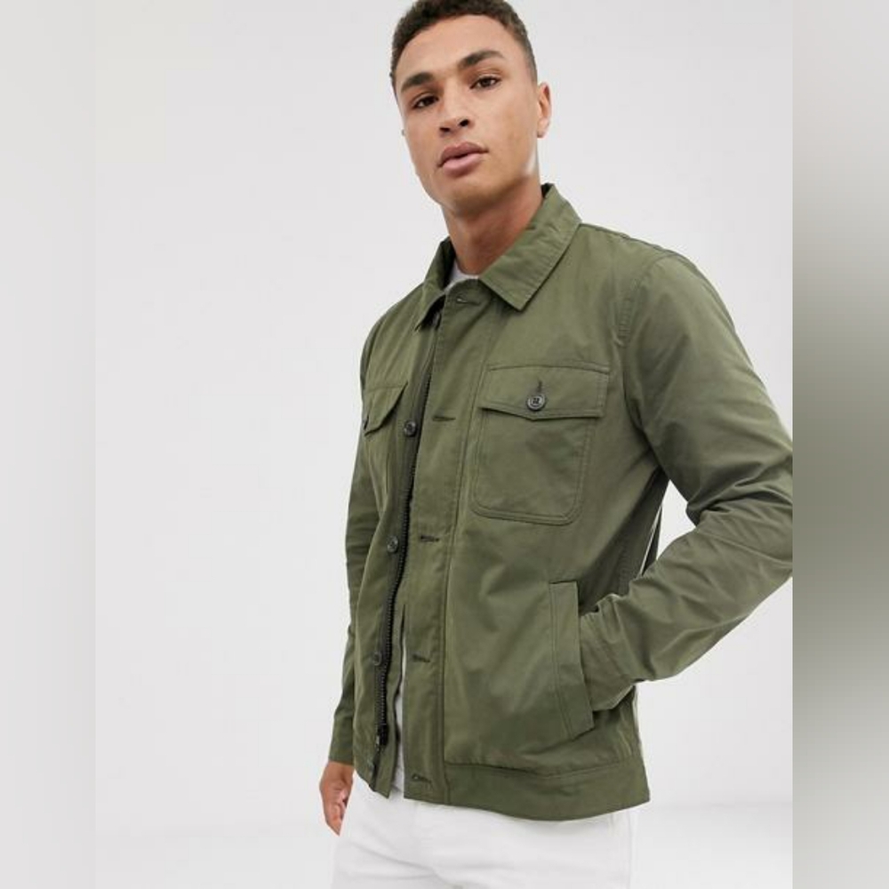 NEW Abercrombie & Fitch Dark Green Military Field Utility Jacket Sz S - Picture 2 of 13